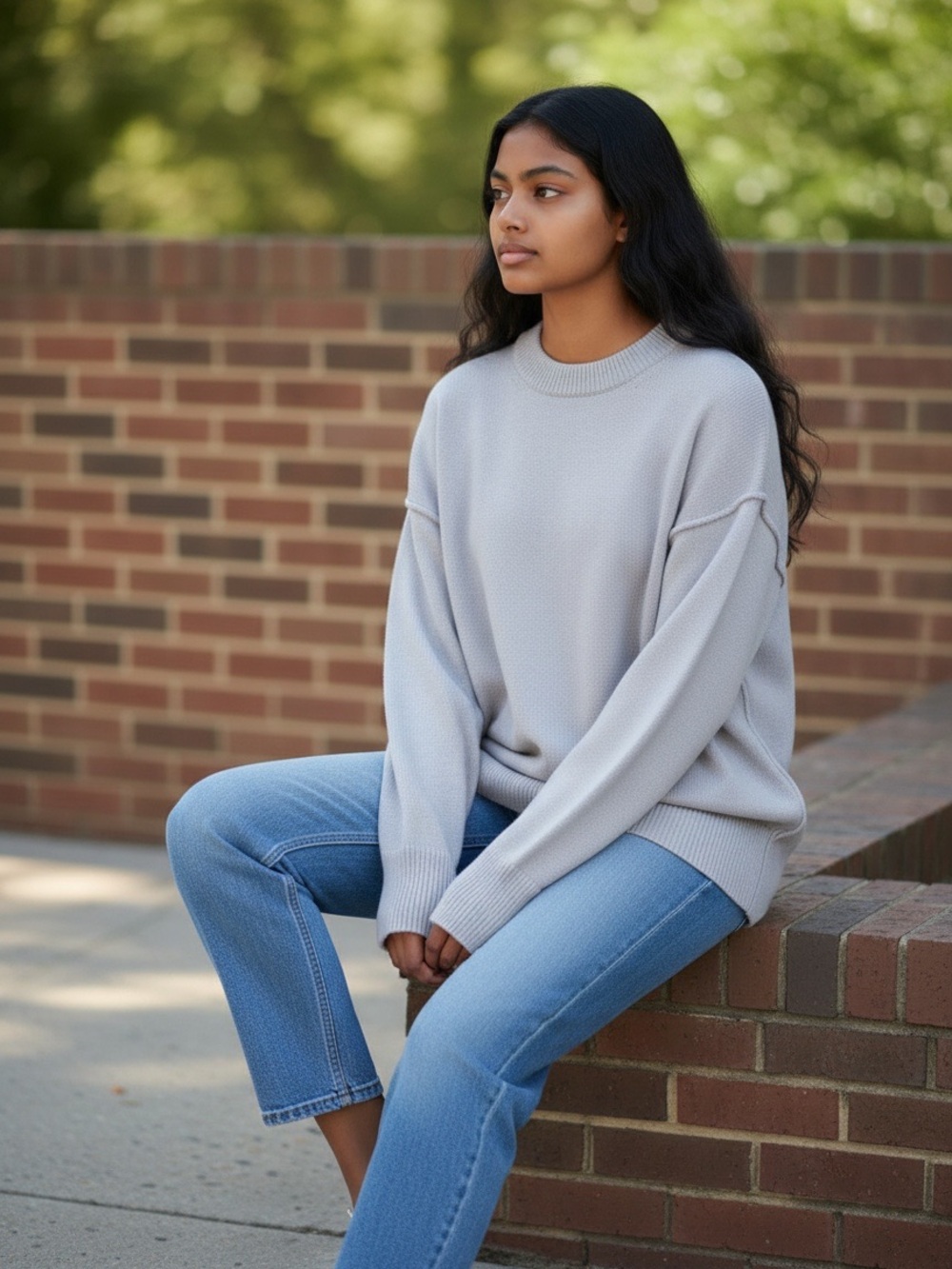 Aerie Softest Luxe Oversized Crewneck Sweater Light Gray Size-S NWT